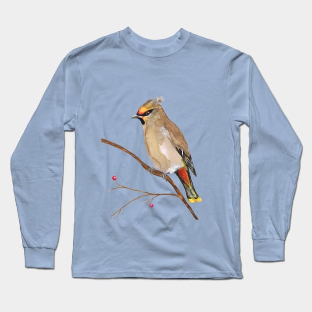 Bohemian waxwing Long Sleeve T-Shirt by Bwiselizzy